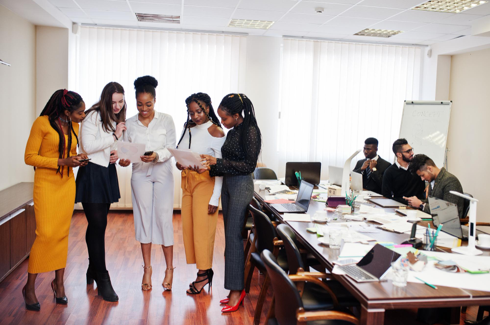 Diverse business people on a meeting at round table